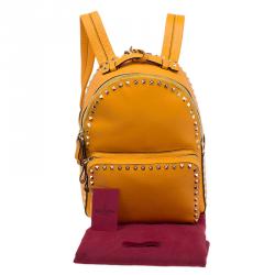 Pre Owned Valentino Yellow Leather Medium Rockstud Backpack