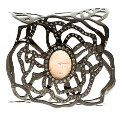 Valentino Peach Stainless Steel Crystal Embellished Rose Women's Wristwatch 20 mm 