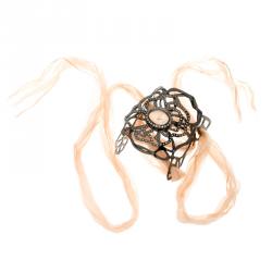 Valentino Peach Stainless Steel Crystal Embellished Rose Women's Wristwatch 20 mm 
