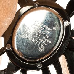 Valentino Peach Stainless Steel Crystal Embellished Rose Women's Wristwatch 20 mm 