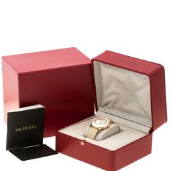 Pre Owned Valentino White Mother of Pearl  Stainless Steel Women's Wristwatch  37 mm