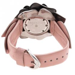 Pre Owned Valentino Pink Stainless Steel Flower Women's Wristwatch 44MM