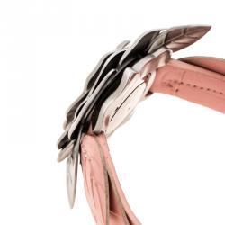 Pre Owned Valentino Pink Stainless Steel Flower Women's Wristwatch 44MM