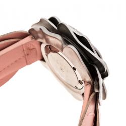 Pre Owned Valentino Pink Stainless Steel Flower Women's Wristwatch 44MM