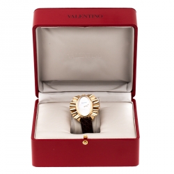 Pre Owned Valentino Yellow Mother of Pearl Rose Gold Plated Stainless Steel Princesse V45 Women's Wristwatch 41 mm