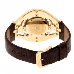Pre Owned Valentino White Yellow Gold Plated Stainless Steel Classic V58 Women's Wristwatch 42 mm