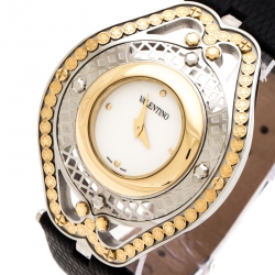 Valentino White Two Tone Stainless Steel Classic V58 Women's Wristwatch 42 mm
