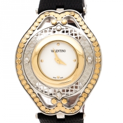 Valentino White Two Tone Stainless Steel Classic V58 Women's Wristwatch 42 mm