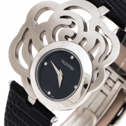 Pre Owned Valentino Black Stainless Steel Rosier Baselworld V55 Women's Wristwatch 40 mm