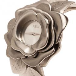 Pre Owned Valentino Silver Stainless Steel Flower Women's Wristwatch 46MM