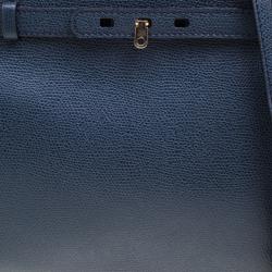 Valextra Navy Blue Leather B Cube Crossbody Bag