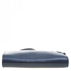 Valextra Navy Blue Leather B Cube Crossbody Bag