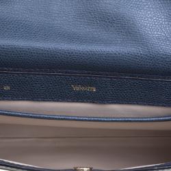 Valextra Navy Blue Leather B Cube Crossbody Bag