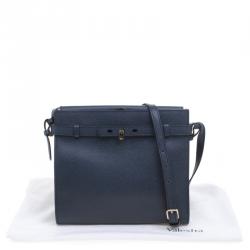 Valextra Navy Blue Leather B Cube Crossbody Bag
