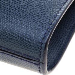 Valextra Navy Blue Leather B Cube Crossbody Bag