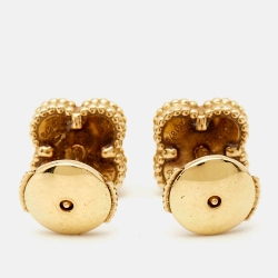 Pre Owned Van Cleef & Arpels Sweet Alhambra Mother of Pearl 18k Yellow Gold Stud Earrings