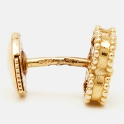 Pre Owned Van Cleef & Arpels Sweet Alhambra Mother of Pearl 18k Yellow Gold Stud Earrings