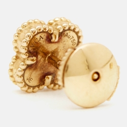 Pre Owned Van Cleef & Arpels Sweet Alhambra Mother of Pearl 18k Yellow Gold Stud Earrings