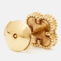 Pre Owned Van Cleef & Arpels Sweet Alhambra Mother of Pearl 18k Yellow Gold Stud Earrings