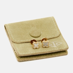 Pre Owned Van Cleef & Arpels Sweet Alhambra Mother of Pearl 18k Yellow Gold Stud Earrings