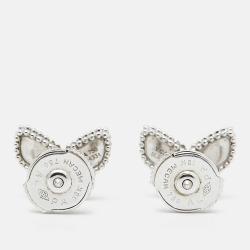 Pre Owned Van Cleef & Arpels Sweet Alhambra Butterfly Turquoise 18K White Gold Stud Earrings
