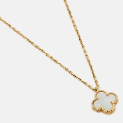 Pre Owned قلادة فان كليف آند اربلز ذهب أصفر عيار 18 صدف سويت ألهامبرا 