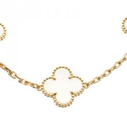 مملوكة مسبقًا Van Cleef & Arpels Vintage Alhambra 5 Motif Mother Of Pearl Yellow Gold Bracelet 19cm
