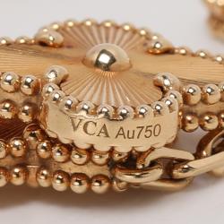 Pre Owned Van Cleef & Arpels Vintage Alhambra Gulloiche 18k Yellow Gold 5 Motif Bracelet