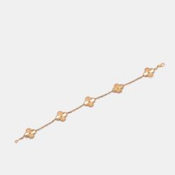 Pre Owned Van Cleef & Arpels Vintage Alhambra Gulloiche 18k Yellow Gold 5 Motif Bracelet