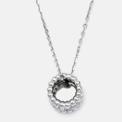 Pre Owned Van Cleef & Arpels Perlée Clovers Diamonds 18k White Gold Pendant Necklace