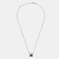Pre Owned Van Cleef & Arpels Perlée Clovers Diamonds 18k White Gold Pendant Necklace
