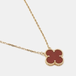 مملوكة مسبقًا Van Cleef & Arpels Vintage Alhambra Carnelian 18k Yellow Gold Necklace