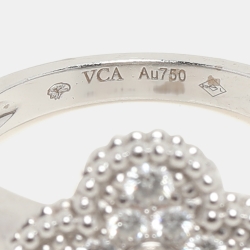 مملوكة مسبقًا Van Cleef & Arpels Vintage Alhambra Diamond 18k White Gold Ring Size 55