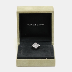 مملوكة مسبقًا Van Cleef & Arpels Vintage Alhambra Diamond 18k White Gold Ring Size 55
