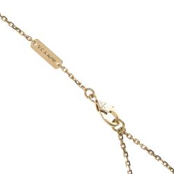 Pre Owned Van Cleef & Arpels Vintage Alhambra Diamond Onyx 18k Rose Gold Pendant Necklace