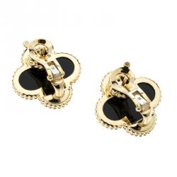 مملوكة مسبقًا Van Cleef & Arpels Magic Alhambra Onyx & 18k Yellow Gold Stud Earrings