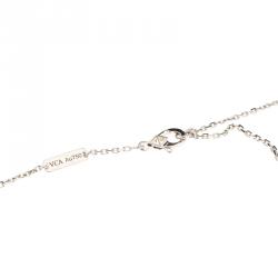 Pre Owned Van Cleef & Arpels Vintage Alhambra Chalcedony 18k White Gold Pendant Necklace