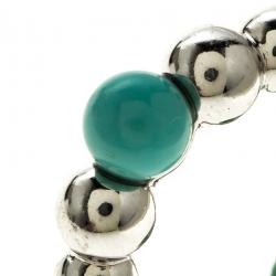 Pre Owned Van Cleef & Arpels Perlee Couleurs Variation Turquoise & 18k White Gold Ring Size 51