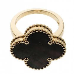 Pre Owned خاتم فان كليف آند اربلز ماجيك ألهامبرا ذهب أصفر عيار 18 وصدف رصاصي مقاس 51