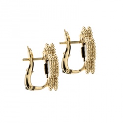 Pre Owned Van Cleef & Arpels Vintage Alhambra Onyx 18k Yellow Gold Stud Earrings