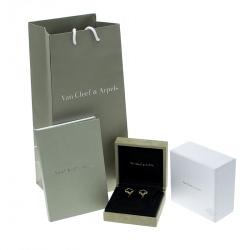 Pre Owned Van Cleef & Arpels Vintage Alhambra Onyx 18k Yellow Gold Stud Earrings