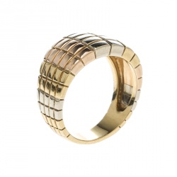 Pre Owned Van Cleef & Arpels Vintage Textured 18k Three Tone Gold Ring Size 54