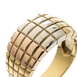 Pre Owned Van Cleef & Arpels Vintage Textured 18k Three Tone Gold Ring Size 54