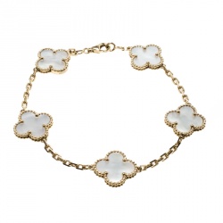 Pre Owned سوار فان كليف & أربيلز ذهب أصفر عيار 18 صدف 5 أيقونات ألهامبرا فينتدج