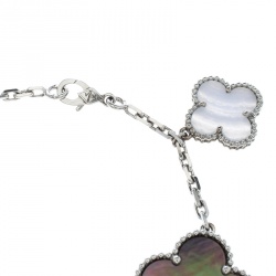 Pre Owned Van Cleef & Arpels Magic Alhambra Mother of Pearl Chalcedony 18k White Gold 5 Motif Bracelet