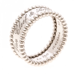 Van Cleef And Arpels Fine Jewelry Watches Lc Van Cleef Arpels Perlee Signature White Gold Band Ring Size 53