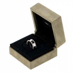 Pre Owned Van Cleef & Arpels Perlee Signature White Gold Band Ring Size 53