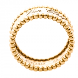 Pre Owned Van Cleef & Arpels Perlee Signature Rose Gold Ring Size 53