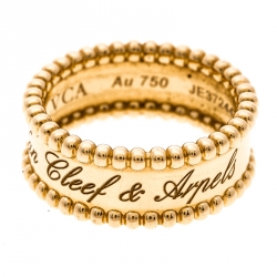 Pre Owned Van Cleef & Arpels Perlee Signature Rose Gold Ring Size 53
