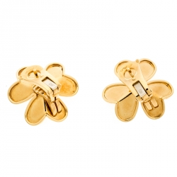 Pre Owned Van Cleef & Arpels Frivole Diamond 18k Yellow Gold Large Stud Earrings
